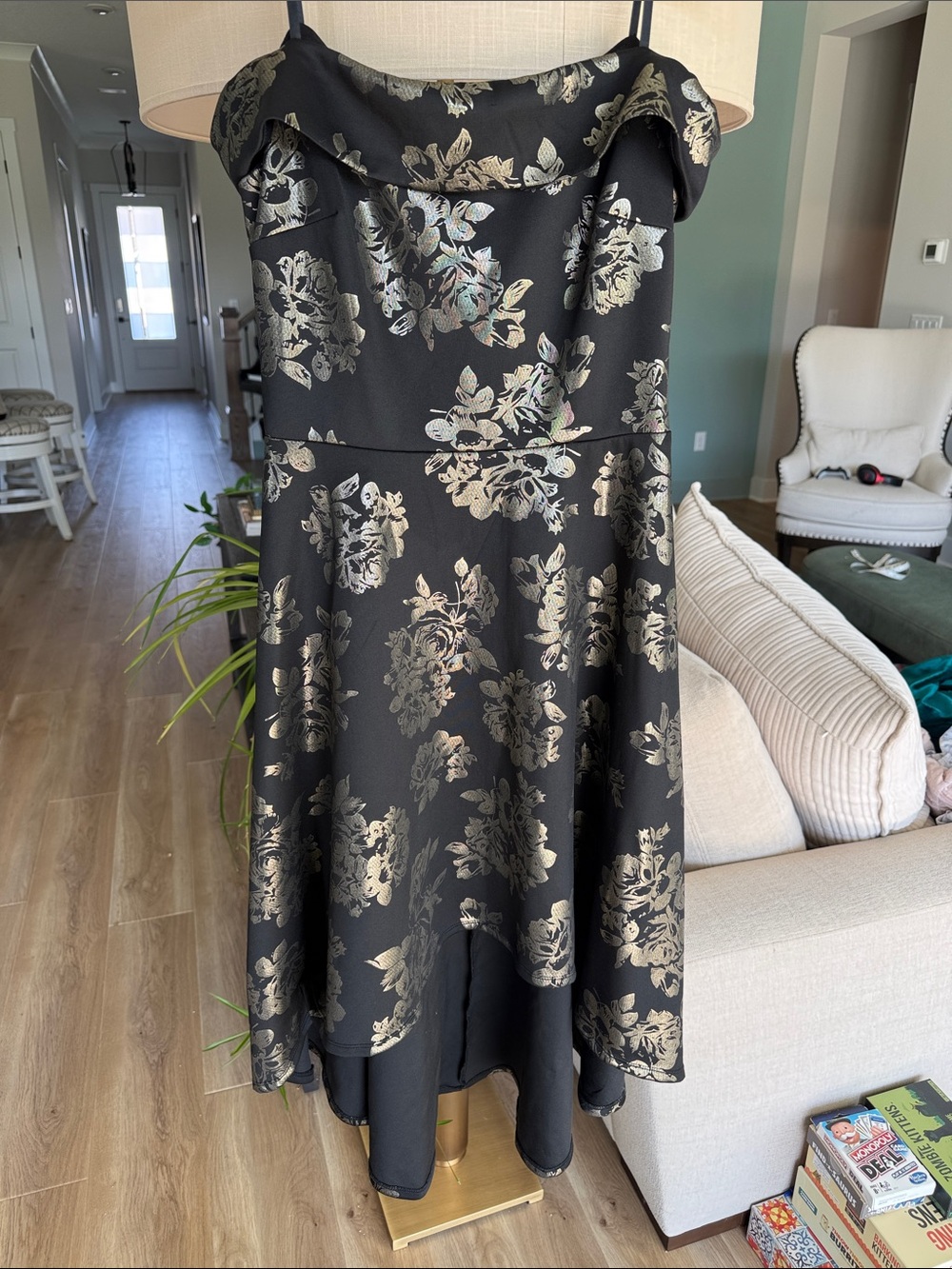Elegant Black Floral High-Low Dress